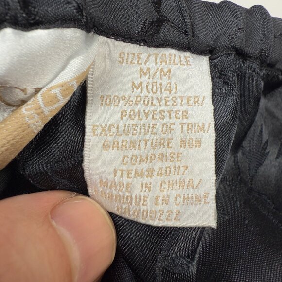 VOGUE Dessous VTG Jacquard Satin Button Front Long Sleeve Black Pajama Set Sz M - Picture 15 of 16